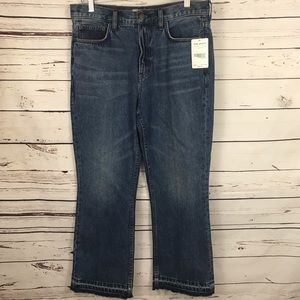 NWT Free People Blue Stone Frayed Cuff Jeans Sz 28